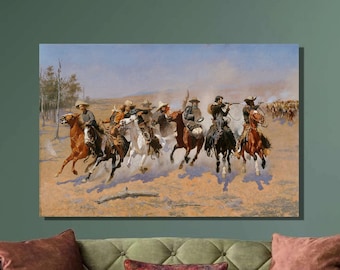 Frederic Remington 'A Dash for the Timber' Canvas Art Print, Western Historical Painting