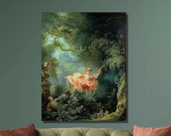 Jean-Honoré Fragonard The Swing Art Print, Rococo Canvas Wall Decor