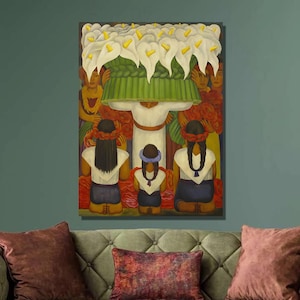 Diego Rivera Flower Festival, Feast of Santa Anita Art Print, Rivera Canvas Wall Art,Flower Canvas Print,Canvas Poster & Panel ,Wall Decor6