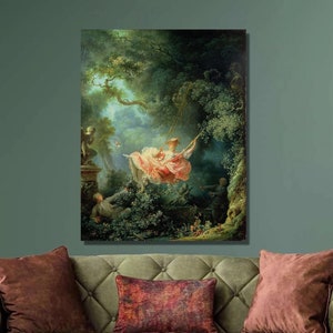 Jean-Honoré Fragonard Canvas Wall Art,Jean Honore Fragonard The Swing Art Print ,Rococo,Canvas Poster and Panel,Home Wall Decor Gift