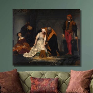 A execução de Lady Jane Grey por Paul Delaroche, Impressão em tela, Arte de parede em tela de Paul Delaroche, Belas artes, Pôster em tela, Decoração de parede1