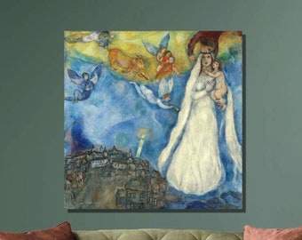 Marc Chagall Madonna of village Art Print, Marc Chagall Canvas Wall art,Chagall Modern Art,Canvas Poster & Panel,Home Wall Decor46