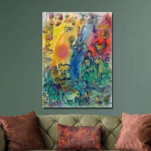 Marc Chagall Colour of Life Art Print,Party Around the Rainbow,Marc Chagall Canvas Wall Art,Marc Chagall Canvas Poster & Panel,Wall Decor34