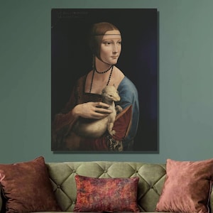 Leonardo da Vinci Lady with an Ermine Art Print,Da Vinci Canvas Wall Art,High Renaissance,Canvas Poster/Panel,Reproduction Large Home Decor2
