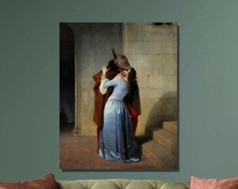 【ヴィンテージ商品】イタリア壁掛けThe Kissフランチェスコ・アイエツ絵画 フランチェスコ・アイエツ（Francesco Hayez）『接吻 キス（The