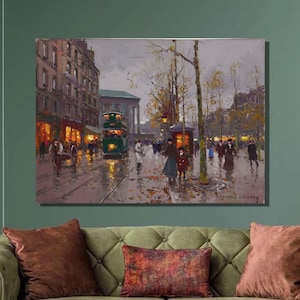 Edouard-Léon Cortès Place de la Madeleine Kunstdruck, Pariser Landschaft, Post-Impressionismus, Edouard Cortes Leinwandkunst, Leinwanddruck, Wanddekoration,6