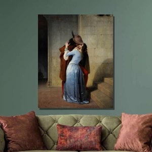 Francesco Hayez The Kiss Art Print, Francesco Hayez Canvas Wall Art, Romanticism Art, Lovers Poster, Canvas Print, Home Wall Decor1