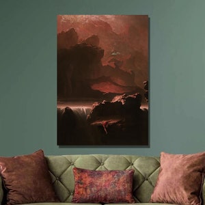 John Martin Sadak in Search of the Waters of Oblivion Art Print, John Martin Canvas Wall Art, Romanticism Art, Canvas Poster , Wall Decor13