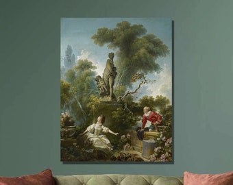 Jean-Honoré Fragonard "The Secret Meeting" Canvas Art Print, Rococo Decor
