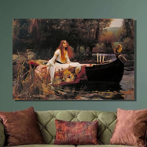John William Waterhouse The Lady of Shalott Art Print,Canvas Print, Waterhouse Canvas Wall Art, Pre-Raphaelite ,Canvas Poster, Wall Decor9