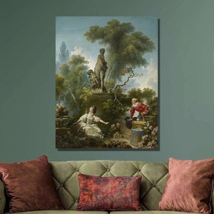 Jean-Honoré Fragonard Canvas Wall Art,Jean Honore Fragonard The Secret Meeting Art Print,Rococo,Canvas Poster and Panel,Home Decor Gift4