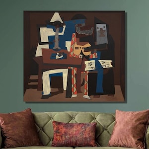 Pablo Picasso The Three Musicians Art Print,Pablo Picasso Canvas Wall Art,Cubism art,Picasso Exhibition ,Canvas Home & Office Decor6