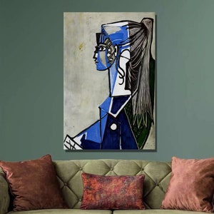 Pablo Picasso Portrait of Sylvette David on Green Chair Art Print,Picasso Canvas Wall Art,Canvas Print,Canvas Poster & Panel ,Wall Decor24