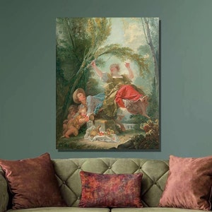 Jean-Honoré Fragonard Canvas Wall Art,Jean Honore Fragonard The See-Saw Art Print ,Rococo,Canvas Poster and Panel,Home Wall Decor Gift3