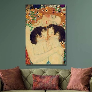Impresión artística de madre e hijo de Gustav Klimt, arte de pared en lienzo de Gustav Klimt, impresión Art Nouveau, póster y panel en lienzo, obra de arte de Klimt, decoración de pared para el hogar6