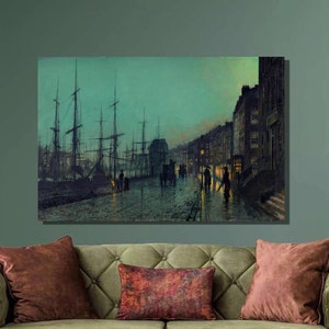 John Atkinson Shipping on the Clyde, 1881 Art Print,John Atkinson Grimshaw Canvas Wall Art,Canvas Poster, Canvas Print, Home Wall Decor4
