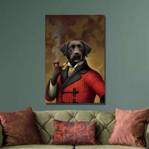 Rauchender Hund Leinwand Malerei,Tier Poster,Hund im Anzug Leinwanddruck,Hund im menschlichen Körper Leinwanddruck,Haus Wand Decor85i