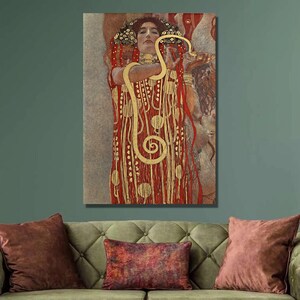 Impression d&#39;art Gustav Klimt Hygieia, oeuvre d&#39;art murale Gustav Klimt, impression Art nouveau, affiche en toile et panneau, oeuvre d&#39;art de Gustav Klimt, décoration murale pour la maison18