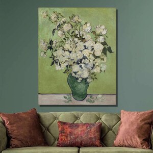Impresión artística de Jarrón de rosas de Vincent van Gogh, arte de pared en lienzo de Vincent van Gogh, impresión en lienzo, pintura de Van Gogh, póster en lienzo, decoración de pared 22