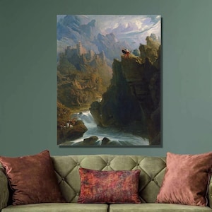 John Martin The Bard Art Print, John Martin Canvas Wall Art, Romanticism Art, Canvas Poster & Panel, Home Wall Decor12