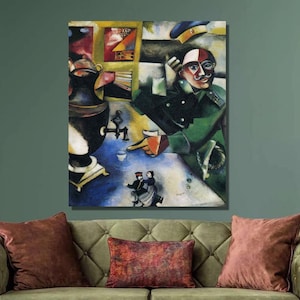 Marc Chagall Canvas Wall Art,Marc Chagall The Soldier Drinks Art Print,Chagall Artwork,Expressionism Art,Canvas Poster/Panel HomeDecor Gift5