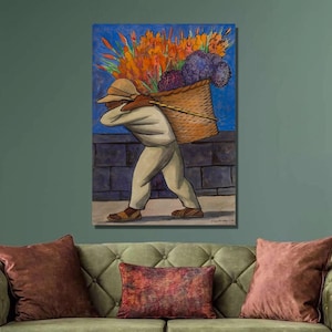 Diego Rivera Walking flower carrier Art Print,Diego Rivera Canvas Wall Art, Flower Canvas Print,Rivera Artwork,Canvas Poster ,Wall Decor3