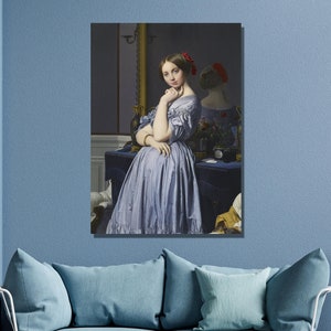 Jean-Auguste-Dominique Ingres Canvas Wall Art,Jean-Auguste-Dominique Ingres Portrait of Comtesse d'Haussonville Art Print,Home Wall Decor 1