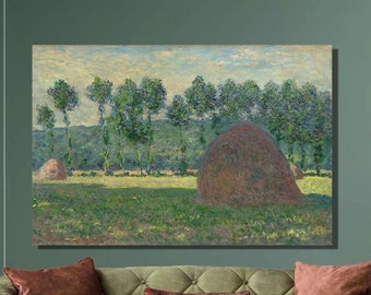Stampa Su Tela Grainstacks Di Claude Monet – Riproduzione Pittura A Olio 101x76 Cm, Decorazione Parete - 5