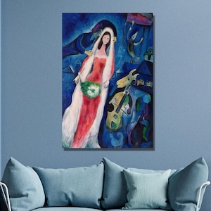 Marc Chagall Canvas Wall Art,Marc Chagall La Mariée Art Print,Chagall Artwork,Expressionism Art,Canvas Poster/Panel Home Wall Decor9