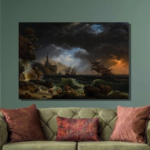 Claude Joseph Vernet A Shipwreck in Stormy Seas(Tempête) Art Print,Claude Joseph Vernet Canvas Wall Art,Canvas Poster&Panel,Home Wall Decor1