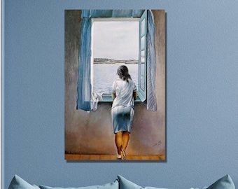 Salvador Dalí Girl At the Window Canvas Wall Art,Salvador Dali Exhibition Poster Print,Surrealism art,Salvador Dali Art Home&Office Decor15