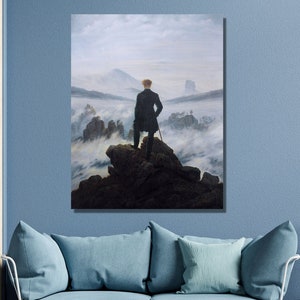 Caspar David Friedrich Wanderer Above The Sea Of Fog Art Print,Caspar David Friedrich Canvas Wall Art,Canvas Poster &Panel,Home Wall Decor1