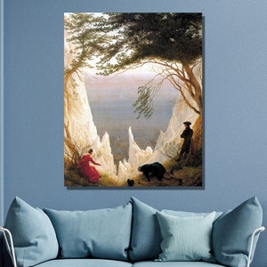 Caspar David Friedrich Kredowe klify na Rugii Wydruk artystyczny, Caspar David Friedrich Płótno ścienne, Plakat na płótnie i panel, Dekoracja ścienna domu2