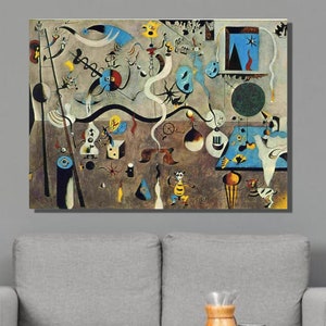 Joan Miro Harlequin&#39;s Carnival Art Print, Joan Miró Canvas Wall Art,Surrealism Art,Canvas Print,Joan Miró Painting,Home Wall Decor15