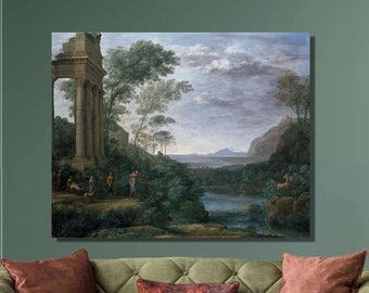 Claude Lorrain Landscape with Ascanius Shooting the Stag of Sylvia Art Print, Claude Lorrain Canvas Wall Art ,Canvas Poster.Wall Decor4