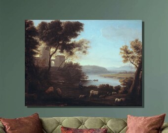 Claude Lorrain: The Roman Campagna Canvas Art Print - Baroque Wall Decor2