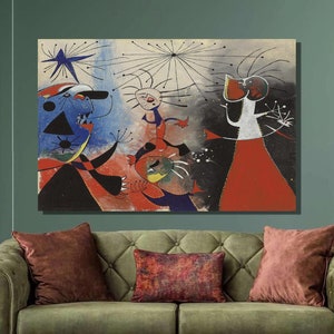 Joan Miro The Caress of the Stars Art Print, Joan Miró Canvas Wall Art,Surrealism Art,Canvas Print,Joan Miró Painting,Wall Decor28