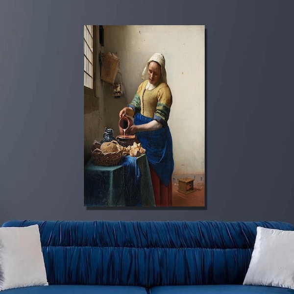 Impression d'art La Laitière de Johannes Vermeer, peinture sur toile Johannes Vermeer, affiche et panneau en toile, art baroque, impression sur toile, décoration murale4