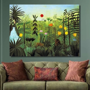 Henri Rousseau Exotic Landscape Art Print,Henri Rousseau Canvas Painting,Naïve art,Canvas Wall Art,Rousseau Artwork,Canvas Print,Wall Decor5