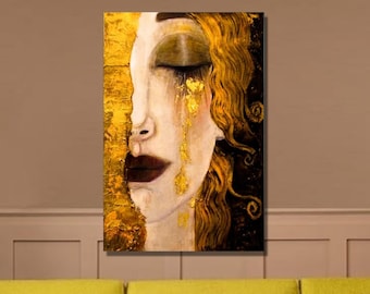 Impresión en lienzo de Las lágrimas de Freya de Gustav Klimt: arte mural envuelto en giclée