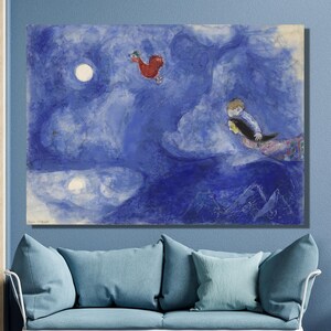 Marc Chagall Canvas Wall Art,Marc Chagall Aleko and Zemphira by Moonlight Art Print,Expressionism Art,Canvas Poster/Panel Home Wall Decor11