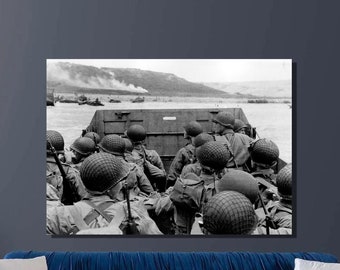 D-Day Canvas Print: Omaha Beach Landing Craft, Normandy 1944