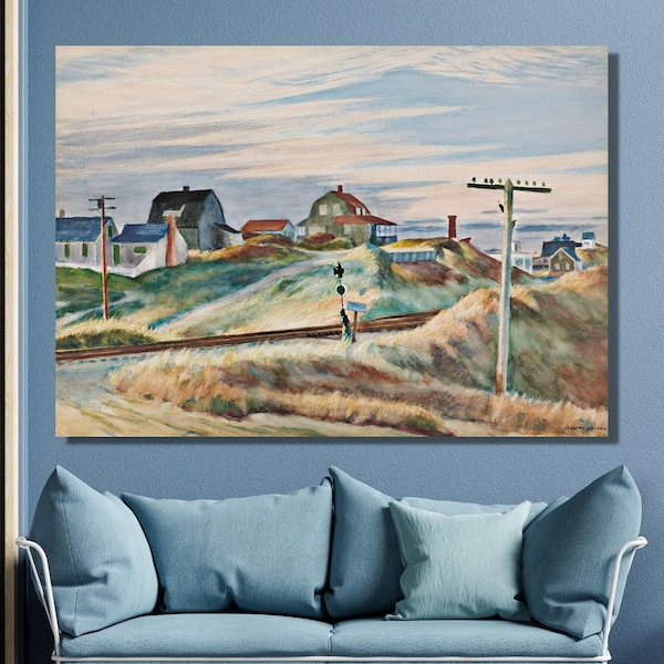 Edward Hopper Cottages at North Truro Art Print, Edward Hopper Canvas Wall Art, Art du réalisme, Hopper Artwork, Impression sur toile, Décoration de maison et de bureau6