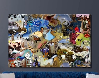 Salvador Dali Collage Art Print,Surrealism Art, Salvador Dalí Canvas Wall Art,Dali Poster,Home Decor Painting,Canvas Painting,Wall Decor98i