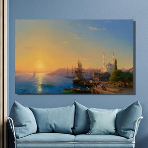 Ivan Aivazovsky Canvas Wall Art,Ivan Konstantinovich Aivazovsky View of Constantinople and the Bosphorus Art Print,Sailing Ship,Home Decor1