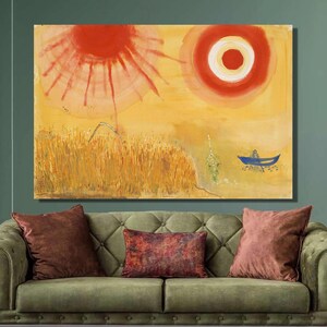 Marc Chagall Canvas Wall Art,Marc Chagall A Wheatfield on a Summer&#39;s Afternoon Art Print,Expressionism Art,Canvas Poster/Panel Home Decor7