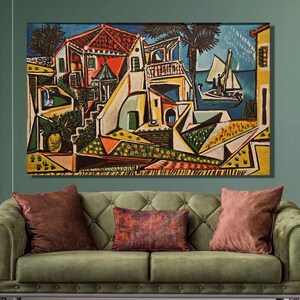 Pablo Picasso Mediterranean Landscape, 1953 Art Print, Pablo Picasso Canvas Wall Art, Picasso Poster , Canvas Poster & Panel, Wall Decor5