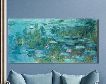 Monet Water Lilies Canvas Art Print, Impressionism Wall Decor