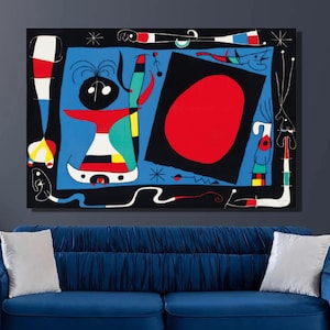 Joan Miro Woman with a Mirror Art Print, Joan Miró Canvas Wall Art,Surrealism Art,Canvas Print,Joan Miró Painting,Wall Decor19