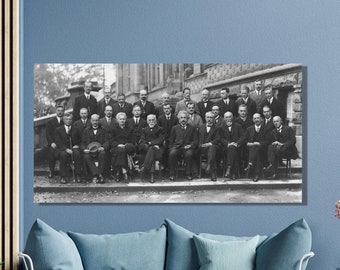 Arte mural en lienzo de la Conferencia Solvay de 1927: Einstein, Curie, Poincaré